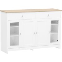 Sideboard Landhausstil, Sideboard mit viel Platz 120x80 cm Weiß Holzfarbe Aosom.de – Ansicht 1