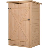 Outsunny Gartenhaus Gerätehaus Geräteschuppen mit Regalböden Geräteschuppen Lagerschuppen für Garten Tanne Naturholz 75 x 56 x115 cm Aosom.de – Ansicht 1