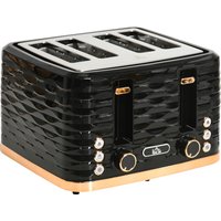 HOMCOM Toaster 4 Scheiben mit Brötchenaufsatz, 7 Stufen, Auftaufunktion, Liftfunktion, Krümelschublade 1860 W Schwarz Aosom – Ansicht 1