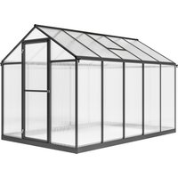 Outsunny Aluminium-Polycarbonat-Gewächshaus, Gewächshaus mit einstellbaren Dachfenstern, einflügeliger Tür, wetterfester Außenschutz für Pflanzen & Blumen, 303x – Ansicht 1