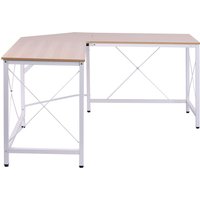 HOMCOM L-Schreibtisch Eckschreibtisch 150x150x76cm Winkelschreibtisch aus MDF in Naturfarbe für Home Office & Arbeitszimmer Aosom.de – Ansicht 1