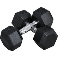 HOMCOM Hexagon Kurzhanteln 2er Set Gusseisen Hanteln Griff gerändelt Hantel Set Kurzhantelset Gewichte Metall Gummi schwarz 2 x 8 KG Aosom – Ansicht 1