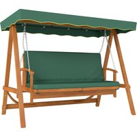 Outsunny Hollywoodschaukel mit Liegefunktion, Gartenschaukel aus Holz, 3-Sitzer, Abnehmbare & waschbare Kissen, für Garten, Dunkelgrün Aosom.de – Ansicht 1