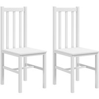 HOMCOM Esszimmerstühle, 2er-Set Küchenstuhl, Essstuhl mit Rückenlehne, Wohnzimmerstuhl, bis 120 kg belastbar, Kiefernholz, Weiß Aosom – Ansicht 1