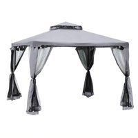 Outsunny Gartenpavillon Pavillon 3x3m Partyzelt mit 4 Seitenwänden wetterfest aus Metall und Polyester in Hellgrau für Garten und Veranstaltungen Aosom.de – Ansicht 1
