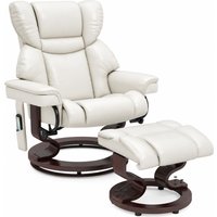 HOMCOM Relaxsessel mit Fußhocker, Elektrischer Fernsehsessel mit Liegefunktion, Drehbarer Massagesessel mit Fernbedienung, Seitentasche, für Wohnzimmer, Kunstle – Ansicht 1