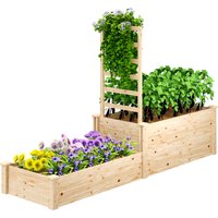 Outsunny Blumenkasten mit Gitter, Hochbeet, Holzblumenkasten mit offenem Boden für Balkon Terrasse Terrasse, 222 x 63 x 132 cm, Naturholz Aosom – Ansicht 1