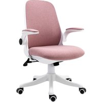 Vinsetto Bürostuhl Leinenstoff höhenverstellbar 360° drehbar hochklappbare Armlehnen einstellbare Lordosenstütze rosa Aosom – Ansicht 1