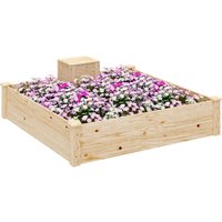 Outsunny Hochbeet aus Holz, quadratisches Außenbeet mit Kompostschale, offenes Bodendesign, Blumenbeet für Gemüse und Blumen im Garten, Terrasse oder auf dem Pa – Ansicht 1