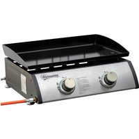 Outsunny Tischgrill Gasgrill BBQ mit 2 Brennern, Tischgasgrill mit Schlauch, Edelstahl & Metall, Antihaft-Grillplatte, ideal für Camping Aosom.de – Ansicht 1
