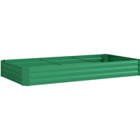 Outsunny Pflanzkasten für den Außenbereich, rechteckiges Hochbeet mit Sicherheitskante und offenem Boden, für Blumen, Kräuter, 240 x 120 x 30 cm, grün Aosom – Ansicht 1