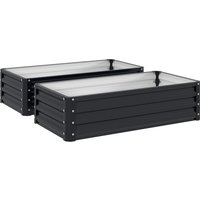 Outsunny 2er-Set quadratische Hochbeete für Garten 120 x 60 x 30,5 cm verzinkter Stahl grau Aosom – Ansicht 1