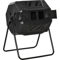 Outsunny Tumbling Compost Bin Outdoor 360° Dual Chamber Rotating Composter 43 Gallon, Black Aosom – Ansicht 1