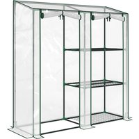 Outsunny Gewächshaus mit 3 Regaletagen, kleines Balkongewächshaus mit PVC-Plane und Stahlrahmen, 2 Aufrolltüren, für Gemüse, Pflanzen, Blumen, 143 x 45 x 151 cm – Ansicht 1