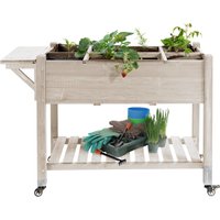 Outsunny Jardinière sur Pied - Hochbeet auf Rollen - Regal, Klappbarer Seitentisch, Bewässerungseinsätze, Drainagevlies Inklusive - Vorimprägniertes Fichtenholz – Ansicht 1