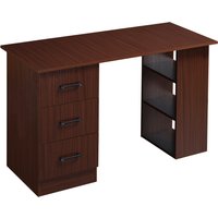 HOMCOM Schreibtisch Büro mit 3 Schubladen und 3 umkehrbaren Regalen, 120 cm Holzschreibtisch, Farbe Walnuss Aosom – Ansicht 1