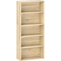 HOMCOM Regal mit 5 Fächern und höhenverstellbarer Ablage, Aufbewahrungsmöbel für Büro, Wohnzimmer, Schlafzimmer, 60 x 24 x 133,5 cm, Naturholz-Optik Aosom – Ansicht 1
