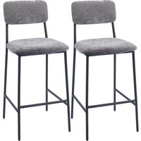HOMCOM Barhocker 2er Set Barstuhl, Tresenhocker mit Fußstütze, Rückenlehne Gepolstert Bistrohocker mit Stahlgestell, Chenille-Optik 72,5 cm Sitzhöhe für Küche,  – Ansicht 1