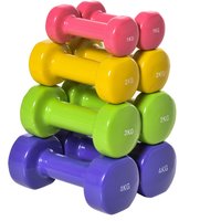 HOMCOM 20 kg Hexagonale Kurzhantel Set, 8 Kurzhanteln 1 kg - 4 kg, beschichtet mit Polyurethan, für Zuhause, Fitnessstudio, aus Stahl, bunt Aosom