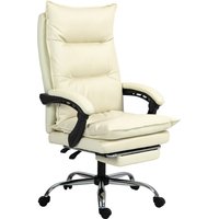 Vinsetto Bürostuhl ergonomisch höhenverstellbar 155° neigbar mit Liegefunktion und Fußstütze in Beige für komfortables Arbeiten Aosom.de – Ansicht 1