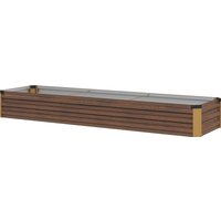 Outsunny Hochbeet aus Stahl, Pflanzkasten mit offenem Boden, Blumenkasten in Holzoptik, Gemüsebeet & Kräuterbeet für Balkon & Garten, Dunkelbraun Aosom.de – Ansicht 1
