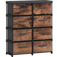 HOMCOM Kommode Schrank mit 8 Schubladen aus Vliesstoff Aufbewahrungsschrank mit Metallrahmen Schubladenschrank für Schlafzimmer, Wohnzimmer, 84,5x30,5x100 cm Ru