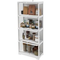 HOMCOM Vitrine für Sammler Buffet Wohnzimmer Aufbewahrungsmöbel mit 4 Ebenen und abklappbaren Türen, für Wohnzimmer Büro Schlafzimmer, 59 x 30 x 139 cm, weiß Ao – Ansicht 1