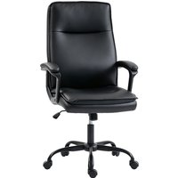 HOMCOM Ergonomischer Chefsessel aus PU-Leder, Gepolsterter Drehstuhl für Schreibtisch, Wippfunktion, Doppellagige Sitzpolsterung, Hohe Rückenlehne, Gepolsterte  – Ansicht 1