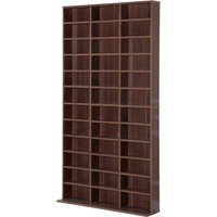 HOMCOM CD/DVD Regal Aufbewahrung Schrank für 1116 CDs 36 höhenverstellbare Fächer 102 x 24 x 195 cm Braun Aosom – Ansicht 1