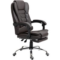 HOMCOM Bürostuhl Chefsessel bequeme Rückenlehne neigbar Rollen P.U 64,5 x 69 x 117 cm Café Aosom