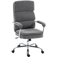 HOMCOM Bürostuhl, Ergonomischer Schreibtischstuhl mit Armlehnen, Chenille-Optik, Höhenverstellbar Drehstuhl mit Wippfunktion für Home Office, Grau Aosom – Ansicht 1