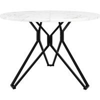 Runder Esstisch für 4 Personen, MDF Tischplatte, 100x100x76 cm, Weiß+Schwarz