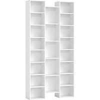HOMCOM Bücherregal 181 cm – 21 Fächer, 10 verstellbare Böden, schlankes Raumwunder, Weiß Aosom – Ansicht 1