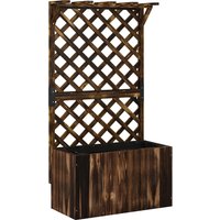 Outsunny Hochbeet Pflanzkasten mit Rankgitter Dach Spalier Pflanzkübel Blumenkasten Holz, Gartenspalier 64 x 33 x 122cm für Garten Balkon Terrasse, Blumenkübel  – Ansicht 1