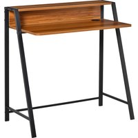 HOMCOM Schreibtisch Computertisch mit Ablagefach & Kabeldurchlass, Metall Walnuss, 84x45x85cm, ideal für Homeoffice & Arbeitszimmer Aosom.de – Ansicht 1