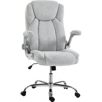 HOMCOM Ergonomischer Bürostuhl mit klappbaren, gepolsterten Armlehnen, gepolsterter Drehstuhl aus bedrucktem Samt, Wippfunktion, Mehrkissen, hoher Rücken, höhen – Ansicht 1