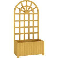 Outsunny Pflanzkasten mit Rankgitter aus Holz, großer Außen-Pflanzkübel für Kletterpflanzen, mit Ablauflöchern, erhöhter Pflanzkübel für Garten, Terrasse, Balko – Ansicht 1