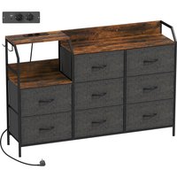 HOMCOM Kommode Schrank mit 8 Schubladen aus Vliesstoff Aufbewahrungsschrank mit Ladestation Haken Stahlrahmen Schubladenschrank für Schlafzimmer, Wohnzimmer, Ru – Ansicht 1