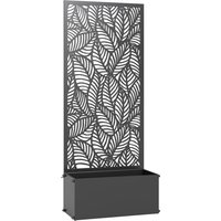 Outsunny Pflanzkasten mit Rankgitter, Metall-Blumenkasten, erhöhtes Beet mit Sichtschutz, ausgeschnittenes Blättermotiv, für Kletterpflanzen, Gemüse, Blumen, Ho – Ansicht 1