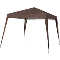 Outsunny Pavillon Gartenpavillon Pop-up Faltbar 2,4 x 2,4 m Stahl Oxford Polyester wasserdicht UV-Schutz mit Tragetasche Schokolade Aosom – Ansicht 1