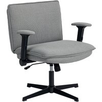 HOMCOM Bürostuhl Schreibtischstuhl mit hochklappbaren Armlehnen, breiter Sitzfläche, Schneidersitz Stuhl Drehstuhl mit Leinenoptik, für Home-Office, Grau Aosom – Ansicht 1