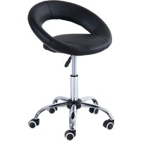 HOMCOM Rollhocker Arbeitshocker Drehhocker Bürostuhl höhenverstellbar, PU+Metall, Schwarz, 50 x 54 x (66-78) cm Aosom – Ansicht 1