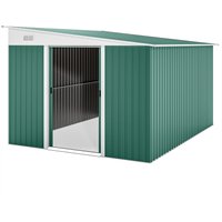 Outsunny Metall Gerätehaus 8,9m² 280x345x201cm Geräteschuppen mit Pultdach Schiebetür wetterfest Gartenhaus Outdoor Schrank Schuppen für Hinterhof Außenbereich  – Ansicht 1