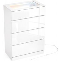 HOMCOM Kommode 4 Schubladen, moderne Schlafzimmerkommode, Platte aus gehärtetem Glas, RGB-LED-Lichter, Schmuckfächer, Bluetooth-App für Flur Wohnzimmer, 60x40x9 – Ansicht 1