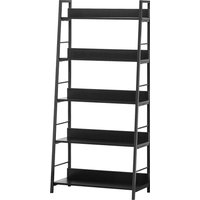 HOMCOM Bücherregal Regal mit schräger industrieller Aufbewahrung 5 Ebenen 70L x 35B x 150H cm Schwarz Aosom – Ansicht 1