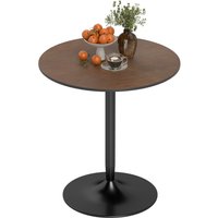 HOMCOM Runder Esstisch für 2 Personen, 70 cm moderner Stil mit Massivholz-Furnierplatte und Stahlgestell, Hellbraun Aosom – Ansicht 1