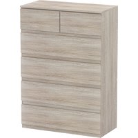 HOMCOM Schubladenschrank 6 Schubladen Aufbewahrungsschrank ohne Griffe minimalistisches Design - 80 x 39 x 115 cm - Naturholz Aosom – Ansicht 1