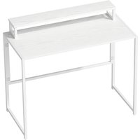 HOMCOM Schreibtisch Klappbar Computertisch Bürotisch mit Monitorhalterung Stahlrahmen für Arbeitszimmer, Schlafzimmer, Home Office, 100 x 48 x 87,5 cm, Weiß Aos – Ansicht 1