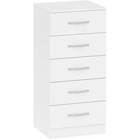 HOMCOM Kommode mit 5 Schubladen Aufbewahrungsschrank Kommodenschrank Schubladenschrank für Wohnzimmer, Schlafzimmer, Flur, Weiß Aosom – Ansicht 1