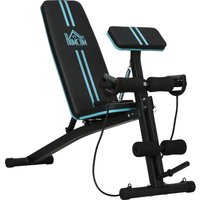 HOMCOM Hantelbank, Multifunktion Trainingsbank mit 7-fach verstellbarer Rückenlehne, Klappbar Fitnessbank bis 120 kg belastbar, für Zuhause, Bizeps-Curls, Langh – Ansicht 1